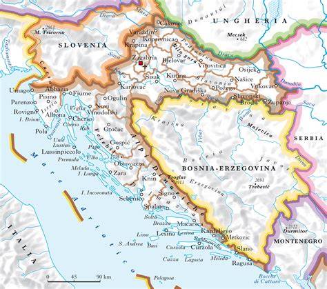 Cartina e panorami della costa croata e delle destinazioni KRKA