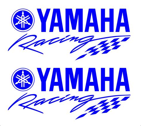 Dettaglio di un adesivo Yamaha Racing blu con logo