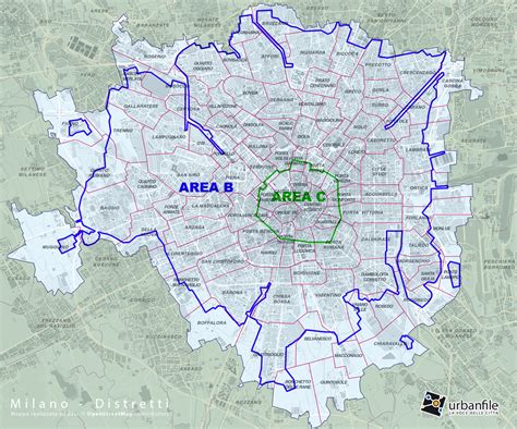 Mappa di Milano con evidenziate le aree a traffico limitato