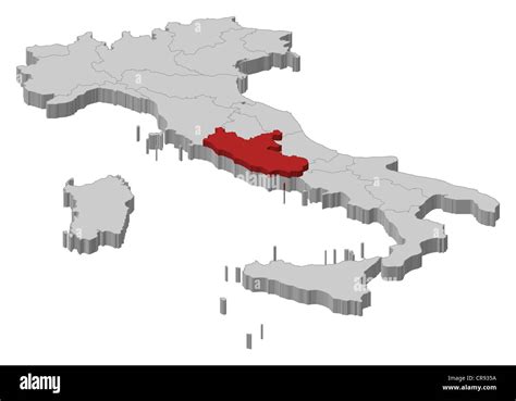 Mappa dell'Italia con evidenziata la regione Lazio
