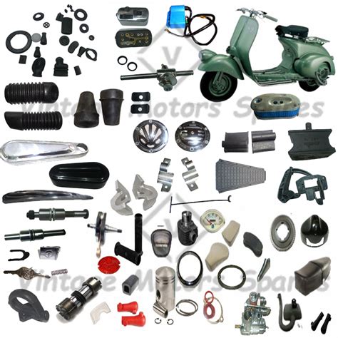 Collection of vintage scooter parts and blueprints