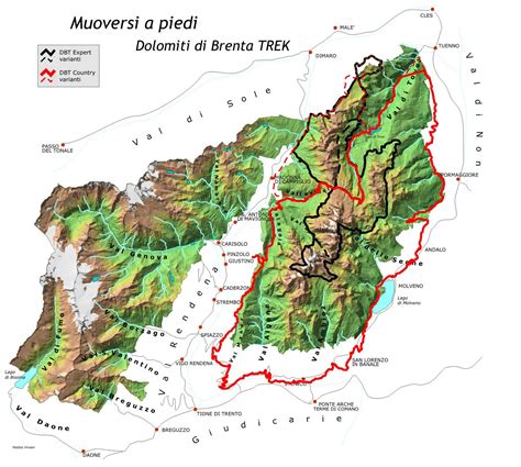 mappa delle Dolomiti di Brenta e Paganella