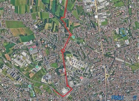 Mappa che illustra un nuovo tratto di pista ciclabile che collega due aree