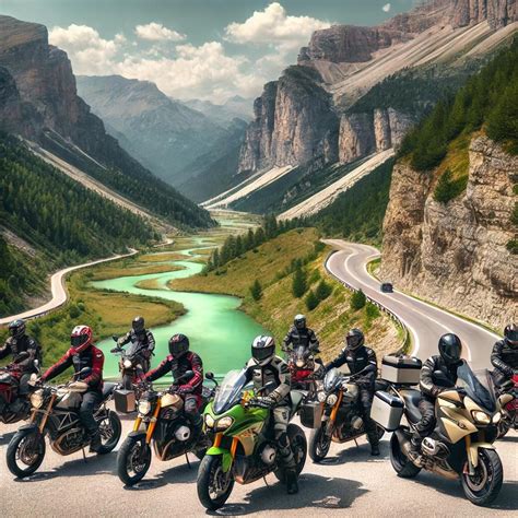 Motociclisti che si godono un panorama montano