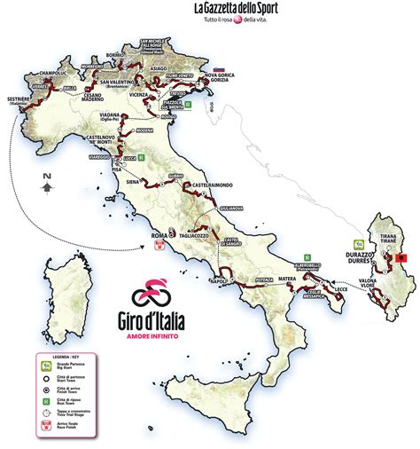 Mappa del percorso del Giro d'Italia 2010