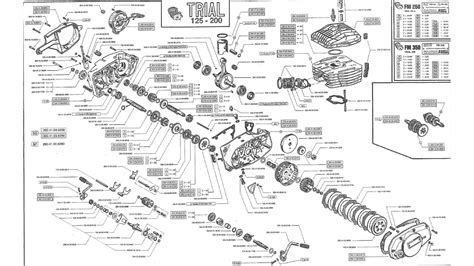Schema esploso del sistema di scarico di una moto da enduro