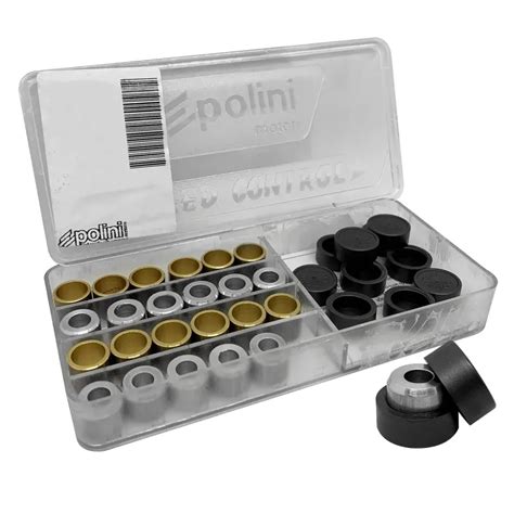 Illustrazione di diversi pesi e dimensioni di rulli per variatore