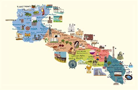 Mappa della Puglia che evidenzia diverse tipologie di percorsi (stradali, sterrati, collinari)