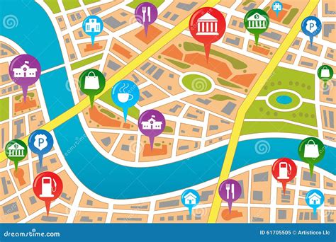 Mappa stilizzata di una città con indicazione di un punto vendita
