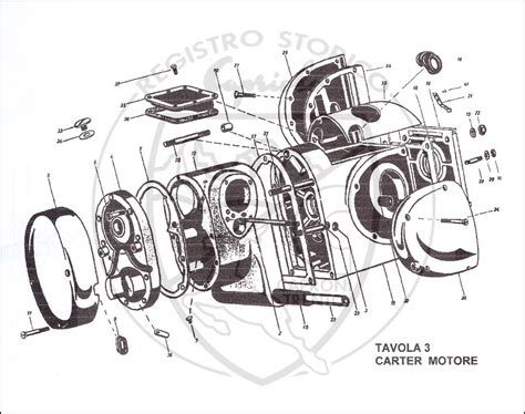 Schema tecnico del motore bicilindrico Capriolo 150cc