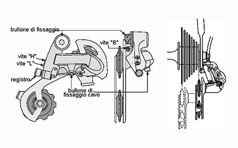 Schema di funzionamento del cambio posteriore Shimano XTR