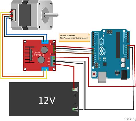 Schema circuitale di un motore passo-passo con Arduino Uno e driver L293D