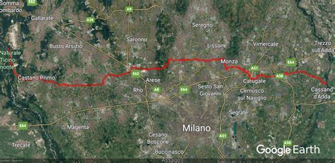 Mappa del percorso ciclabile del Canale Villoresi