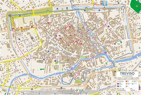 Mappa di Treviso e dintorni con percorsi panoramici