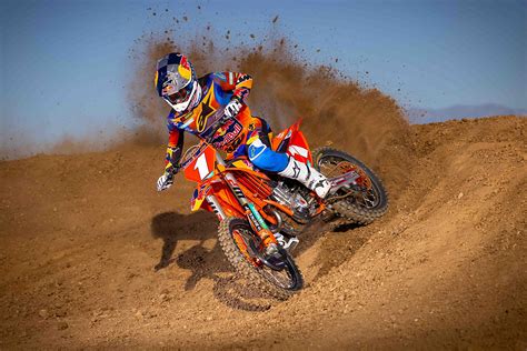 Motocross rider jumping a KTM bike