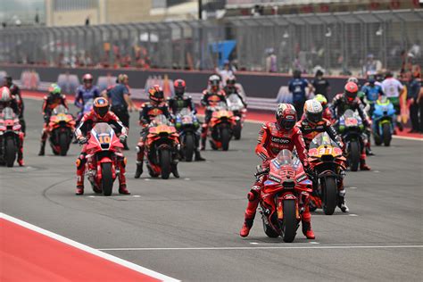 MotoGP riders on the grid before a race