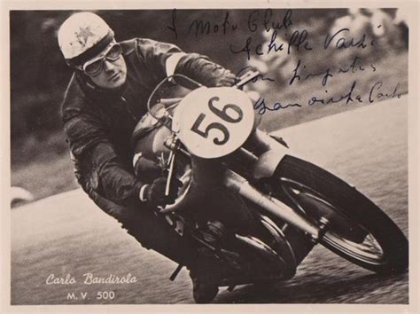 Carlo Bandirola in sella a una moto da corsa