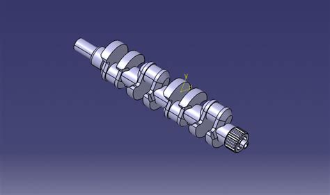 Modello CAD di albero motore con assi di inerzia