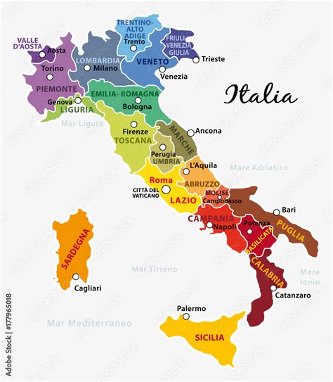 Mappa dell'Italia con enfasi sul Mezzogiorno