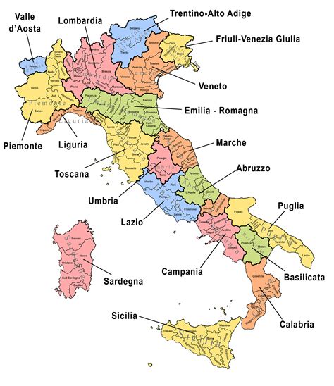 Mappa dell'Italia con evidenziate le regioni dove si svolgono corsi FCI