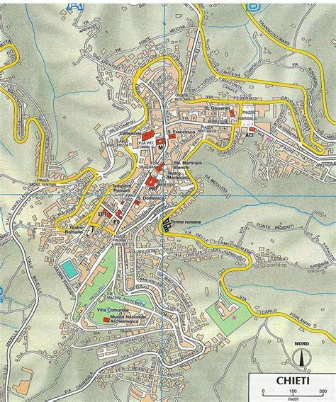 Mappa di Chieti con i punti di interesse delle attività commerciali legate alle biciclette evidenziati