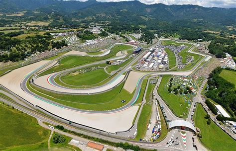 Vista aerea del circuito del Mugello con le colline circostanti
