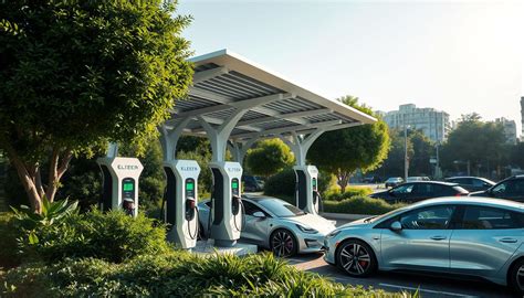 Una stazione di ricarica per veicoli elettrici con pannelli solari