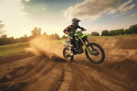 Motociclista su pista di motocross
