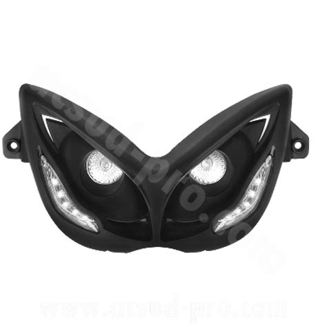 Maschera fari LED blu su moto