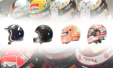 Schema che illustra l'evoluzione della forma dei caschi da motocross nel tempo.