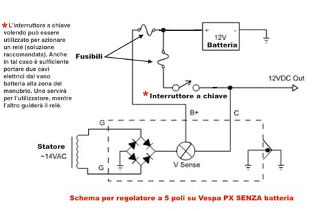 Schema elettrico di una batteria per moto