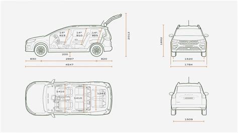 Schema che illustra le dimensioni esterne e interne della Honda HR-V