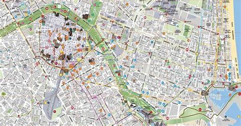 Mappa di Valencia con evidenziate le zone centrali e i negozi di noleggio biciclette