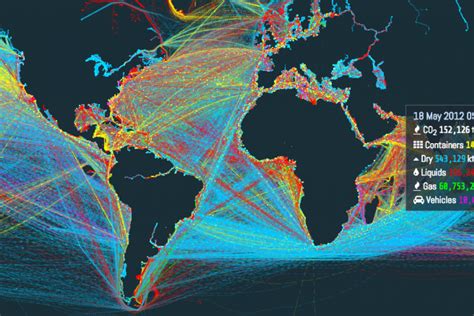 Mappa del mondo con rotte di spedizione