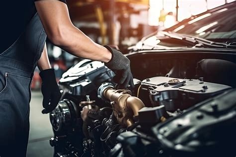 Meccanico che controlla un motore d'auto