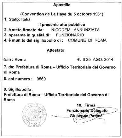 documento legale con timbro