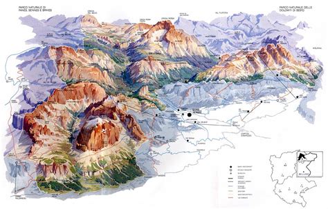 mappa delle Dolomiti di Brenta con sentieri per mountain bike