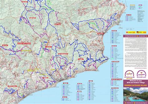Mappa stilizzata dei sentieri per mountain bike nell'area di Finale Ligure