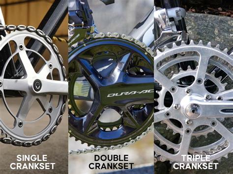 Schematic representation of a bicycle crankset with three chainrings