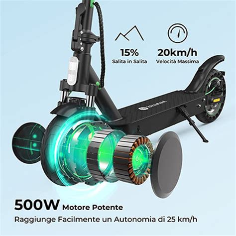 Monopattino elettrico con dettagli del motore e della batteria