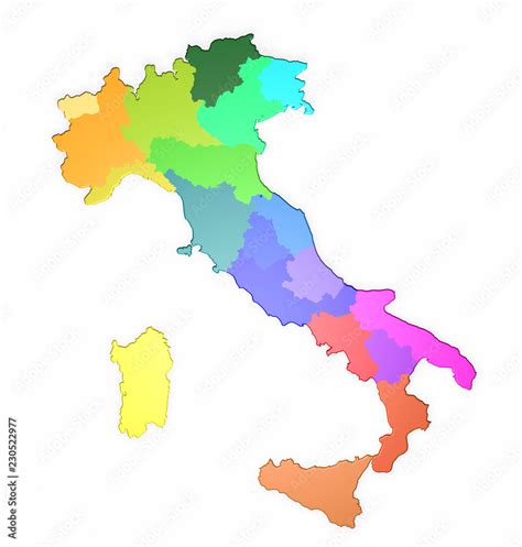 Mappa Italia con zone colorate