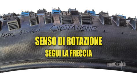Esempio di copertone con freccia indicante il senso di rotazione