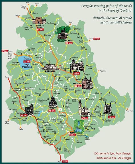 Mappa dell'Umbria con punti di interesse per veicoli commerciali