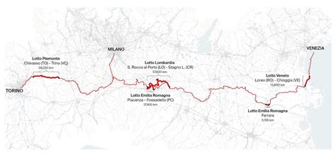 Tracciato della ciclovia Destra Po