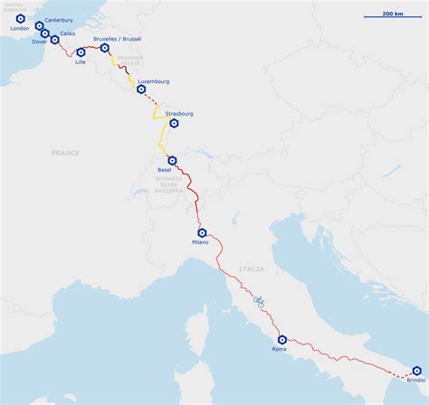 Mappa del percorso EuroVelo 2