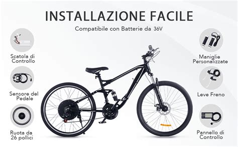 Bicicletta tradizionale con kit di conversione e-bike installato