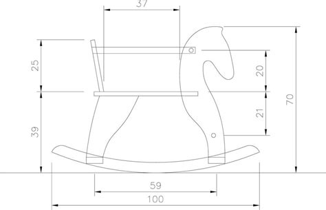 Disegno tecnico di dondolo in legno stile Vespa
