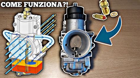 Illustrazione di un carburatore di decespugliatore con parti etichettate