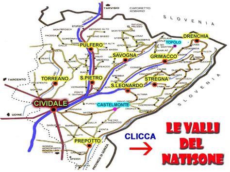 Mappa delle Valli del Natisone con evidenziati i percorsi di enduro