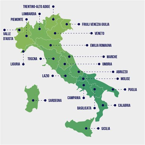 Mappa che evidenzia le regioni italiane più attrattive per il cicloturismo.